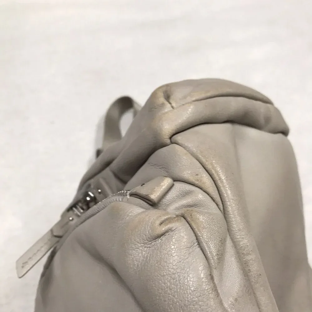 TUMI Voyageur Calais Laptop Backpack Leather Travel Gray Side Zip Padded Shoulde